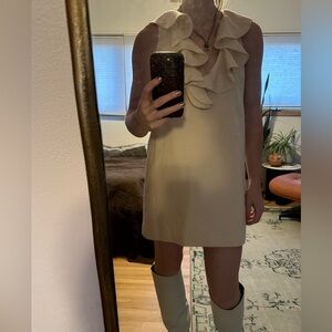 Ralph Lauren Rugby Wool Cream Frilled Mini Dress